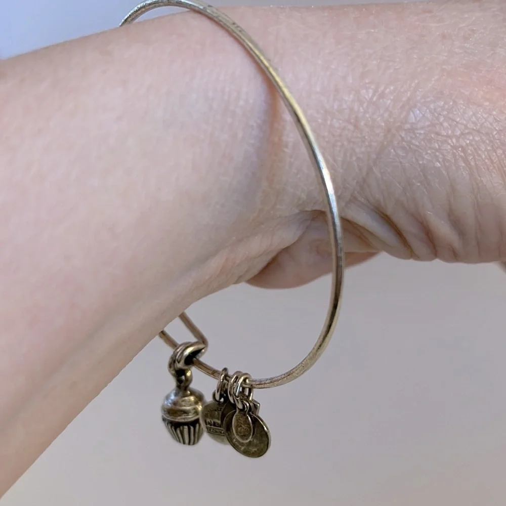 Brighton and Alex & Ani Silver Bangle Bracelets Cross, Cupcake, Friends Forever